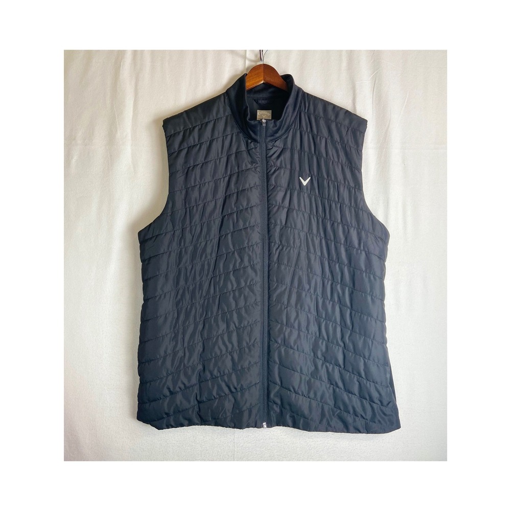 Callaway Golf Vest Mens XL Black Quilted Puffer Full Zip Hybrid Jacket